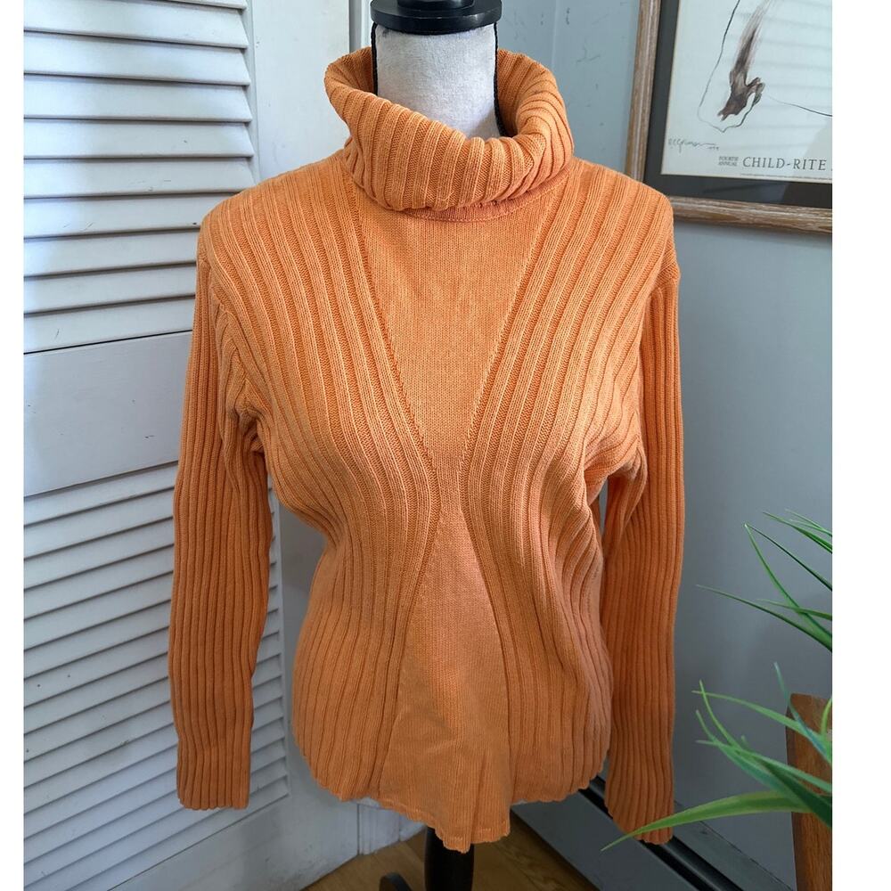 Vintage Style & Co Sweater Womens XL Orange Cowl Neck Retro 90s Chunky Knit